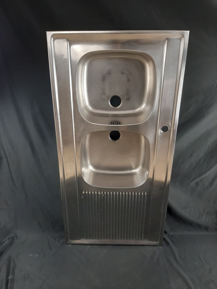 Evier 2 cuves inox + égouttoir (Egypte, gauche, A encastrer)
